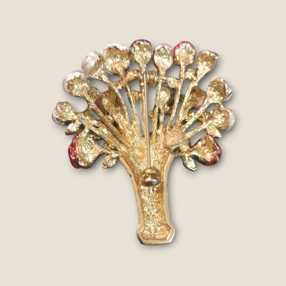 Vase of Roses Enameled Brooch - Picture 5 of 6